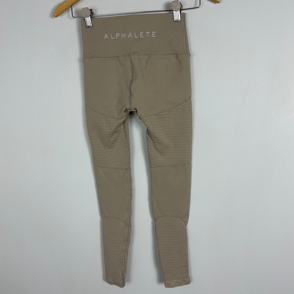 Alphalete Revival Moto Style Leggings Beige Compression Womens Sz Small Athletic - Picture 3 of 14